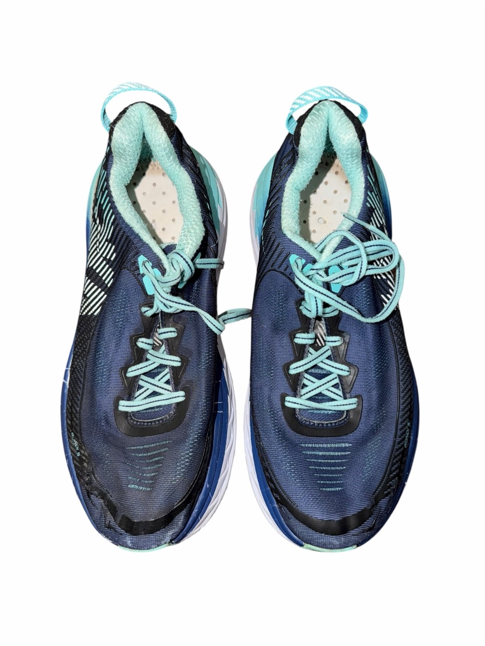 HOKA ONE ONE Bondi 5 Wide Women’s 9.5 Running Shoes Navy Aqua Blue